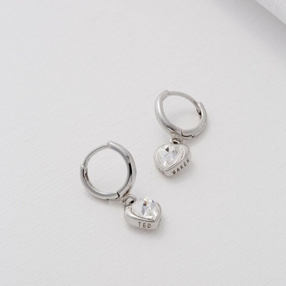 London Hanniy Crystal Heart Huggie Hoop Earrings for Women - Picture 4 of 5